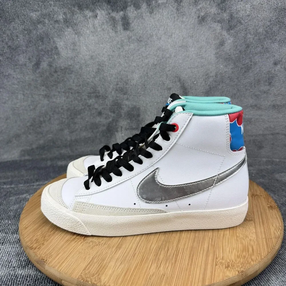 Nike Blazer Mid 77 Shoes Boys Size 5Y White Floral Casual Sneakers DQ7773-100